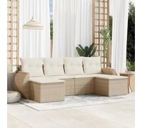 YUTAASU Set di mobili da giardino 6 pezzi con cuscini in polyrattan beige, set divano componibile in PE rattan per patio, coperture rimovibili, mobili da esterno durevoli