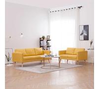 YUTAASU Set Divano 2 Pezzi Tessuto Giallo, Divano a 2 e 3 Posti con Struttura Legno, Cuscini Rimovibili e Lavabili, Componibile Moderno per Soggiorno