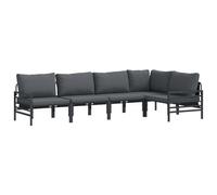 YUTAASU Set divano da giardino 5 pezzi con cuscini in acciaio e poliestere nero per terrazza e giardino design moderno con cuscini traspiranti e cerniere