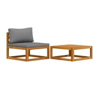 YUTAASU Set divano da giardino in legno di acacia, 2 pezzi, con cuscino, set lounge da 2 pezzi, in legno massello, con cuscini per seduta e schienale