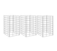 YUTAASU Set Giardino Gabbione 3 Fioriere Rialzate Argento Ferro Antiruggine 30x30x50 cm per Muri Sostegno Paesaggio - Costruzione Rapida con Rocce Ghiaia, Maglia 10x5