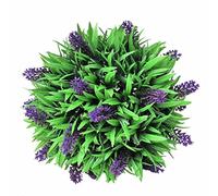 YUTAASU Sfera di bosso artificiale per giardino e esterni, con lavanda, adatta anche per interni, set da 2 pezzi, diametro 28 cm, in plastica