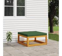 YUTAASU Sgabello da giardino con cuscino verde in legno massiccio di acacia, per interni ed esterni, comoda esperienza di seduta grazie alla spessa imbottitura, design modulare per una combinazione