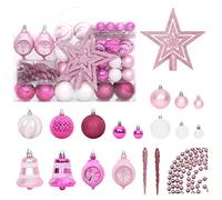 YUTAASU Shatterproof Plastic Christmas Ornament Set, White and Pink Holiday Tree Decorations with 16 3cm 18 4cm 24 6cm Balls, Shatterproof Christmas Ball Ornaments,
