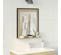YUTAASU Specchio da bagno con mensola, nero, 50 x 12 x 60 cm