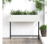 YUTAASU Supporto per Piante Rettangolare in Metallo Minimalista, Fioriera da Interno ed Esterno Bianca Opaca 100x26x82 cm, Design Moderno per Soggiorno e Balcone,