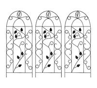 YUTAASU Supporto Piante Rampicanti in Ferro Nero con Design ad Arco e Foglie Decorative, Resistente alle Intemperie, 3 Pezzi 40x100 cm per Giardino Terrazza