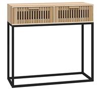 YUTAASU Tavolo consolle stretto, 80 x 30 x 75 cm, in legno e ferro, stile scandinavo, con 2 cassetti e piano stabile, supporto da parete e istruzioni di montaggio incluse (lingua italiana non
