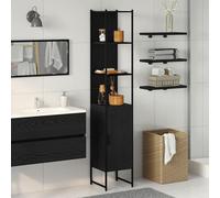 YUTAASU Unità Vanity a Parete con Finitura Rovere Nero e Superficie Testurizzata, Mobile Bagno Moderno con Ampio Spazio di Stoccaggio e Design Funzionale per Adulti
