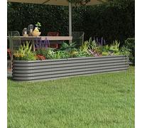 YUTAASU Vaso da Giardino Rialzato Ovale in Acciaio Verniciato Grigio, Fioriera 260x40x36 cm per Piante Ortaggi Erbe Aromatiche, Struttura Robusta con Staffe Interna,