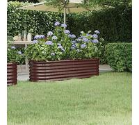 YUTAASU Vaso da Giardino Rialzato Ovale in Acciaio Verniciato Marrone, Fioriera 152x40x36 cm per Piante, Ortaggi ed Erbe Aromatiche, Struttura Robusta con Staffe