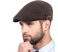 Yutdeng Classico Piatto Berretto da Uomo Coppola Siciliana in Tweed Cotone Invernale Newsboy Flat cap Cappelli Traspirante Retro Strillone Berretti con Fibbia Regolabile,B-Marrone