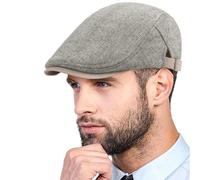 Yutdeng Classico Piatto Berretto da Uomo Coppola Siciliana in Tweed Cotone Invernale Newsboy Flat cap Cappelli Traspirante Retro Strillone Berretti con Fibbia Regolabile,A-Cachi