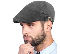 Yutdeng Classico Piatto Berretto da Uomo Coppola Siciliana in Tweed Cotone Invernale Newsboy Flat cap Cappelli Traspirante Retro Strillone Berretti con Fibbia Regolabile,B-Grigio Scuro