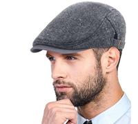 Yutdeng Classico Piatto Berretto da Uomo Coppola Siciliana in Tweed Cotone Invernale Newsboy Flat cap Cappelli Traspirante Retro Strillone Berretti con Fibbia Regolabile,A-Grigio Scuro