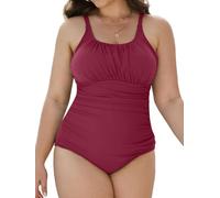 Yutdeng Costume da Bagno Intero Donna Taglie Forti Un Pezzo Scollo U Costumi Interi da Mare Piscina Push Up Imbottito Reggiseno Bikini con Controllo della Pancia Spiaggia Beachwear,Vino Rosso,L