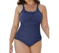 Yutdeng Costume da Bagno Intero Donna Taglie Forti Un Pezzo Scollo U Costumi Interi da Mare Piscina Push Up Imbottito Reggiseno Ruched Bikini con Controllo della Pancia Spiaggia Beachwear,Blu Navy,XL