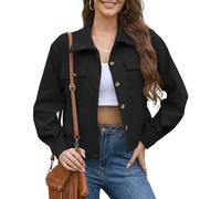 Yutdeng Giacca Donna Casual Giubbotto Corto Chaqueta de Terciopelo | Giacca Camicia in Velluto a Coste Colletto Rivoltato Giacche Manica Lunga con Bottoni e Tasche per Primavera Autunno Inverno