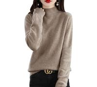Yutdeng Maglione Donna Maglia Collo Alto Elegante Dolcevita Pullover Termica Manica Lunga Lavorato a Maglia Invernale Casual di Base Fondo Maglione Felpa,Cammello,XL