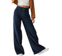 Yutdeng Pantaloni da Donna in Velluto a Gamba Larga Pantaloni a Palazzo Eleganti con Bottone Cerniera Tasche Pantalone Zampa Larghi Casual Caldi Autunno Inverno