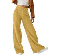 Yutdeng Pantaloni da Donna in Velluto a Gamba Larga Pantaloni a Palazzo Eleganti con Bottone Cerniera Tasche Pantalone Zampa Larghi Casual Caldi Autunno Inverno