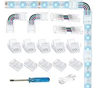 YUTOKEER Set di collegamento LED - 4 pin RGB striscia LED a filo e striscia a striscia, adattatore senza saldatura, prolunga terminale, con connettore a forma di L e connettore a forma di H