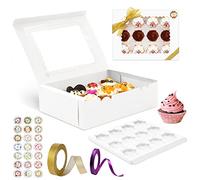 YUTUY 15 Pezzi Scatole per Cupcake con Corda e Finestra,Scatole per Torta,Regali Contenitori in Cartone per Alimentiper pasticcini,Biscotti, Torte,Torte,Cupcakes