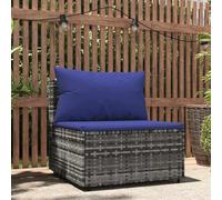 YuuSsea Divano centrale da giardino grigio con cuscini in polyrattan, divano lounge resistente alle intemperie, per balcone, terrazza e giardino d'inverno, set modulare con schienale e imbottitura