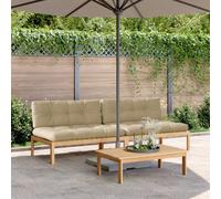 YuuSsea Divano centrale da giardino in legno di acacia, 2 pezzi, con cuscino impermeabile, set lounge resistente alle intemperie, per balcone, terrazza, giardino d'inverno, modulare con schienale