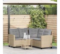 YuuSsea Divano da giardino a forma di L in polyrattan con tavolo e cuscino, resistente alle intemperie, per balcone, terrazza e giardino d'inverno, comodi cuscini e schienale