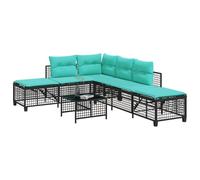 YuuSsea Set di 3 divani da giardino in polyrattan nero, con cuscino, resistente alle intemperie, divano angolare a 3 posti con funzione reclinabile, per balcone, terrazza, veranda e giardino d'inverno