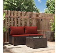 YuuSsea Set di 3 mobili da giardino con cuscini, in polyrattan, resistente alle intemperie, per balcone, terrazza e veranda, con schienale e imbottitura, per rilassarsi e stare all'aperto