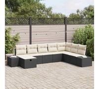 YuuSsea Set di divani da giardino, 8 pezzi, in polyrattan nero, con cuscino, resistente alle intemperie, per balcone, terrazza e esterni, set modulare con spazio per riporre oggetti