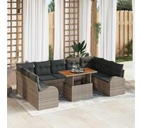 YuuSsea Set di divani da giardino con cuscini, 10 pezzi, in polyrattan, grigio, per balcone, terrazza, con vano portaoggetti, modulare per esterni e giardini d'inverno