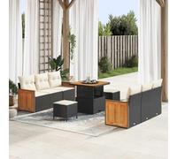 YuuSsea Set di divani da giardino con cuscino, 9 pezzi, in polyrattan, resistente alle intemperie, modulare per balcone, terrazza, lounge all'aperto, con tavolo e sgabelli per una rilassante stagione