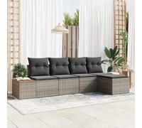 YuuSsea Set di divani da giardino in polyrattan grigio con cuscini e vano portaoggetti, 6 pezzi, divano angolare per balcone, terrazza, resistente alle intemperie, modulare con funzione reclinabile e