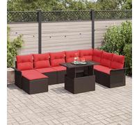 YuuSsea Set di divani da giardino in polyrattan marrone, 9 pezzi, con cuscino, modulare per esterni, per balcone, terrazza e giardino d'inverno, resistente alle intemperie, impermeabile