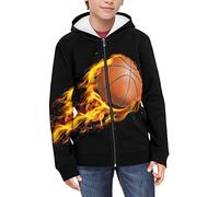 Yuuxorilu Felpe con zip per bambini, felpe sportive per ragazzi con tasche a marsupio per ragazze adolescenti 6-16 anni, Pallone da basket, 6-7 Years