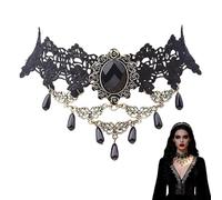YUVKIN 1 Pezzo Collana Gotica Set Vintage Gioielli Vittoriani Donna Girocollo in Pizzo Nero Accessorio Choker per Halloween, Maschera, Carnevale, Festa di Pentecoste, Carnival (Nero)