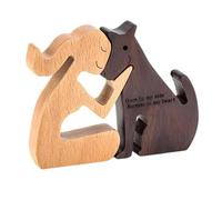 YUVKIN 1 Pezzo Statuetta Artigianale Intagliata a Mano, Figura e Donna, Scultura in Legno di Faggio e Noce, Speciale per Amanti dei Cani, Regali Commemorativi Animali Domestici