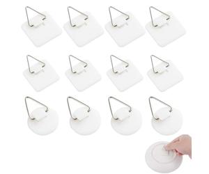 YUVKIN 12 Pezzi Appendiquadri Autoadesivi con Struttura in Lino, Pratici Ganci per Cornici, Forme Versatili per Creatività nella Decorazione