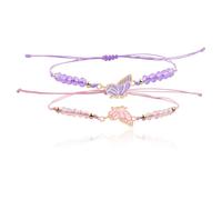 YUVKIN 2 pezzi braccialetti dell'amicizia con farfalla, filo regolabile, bracciale dell'amicizia, braccialetti per migliori amici, fatti a mano, gioielli per coppie, regali per donne, coppie e amici