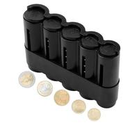 YUVKIN 5 Scomparti Portamonete Dispenser Monete Organizer per 2€, 1€, 50 Cent, 20 Cent e 10 Cent Design Robusto in Plastica (Nero)