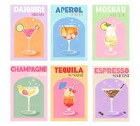 YUVKIN 6 Pezzi Dipingi con Numeri per Adulti DIY Bicchiere da Cocktail con Pennelli e Colori Acrilici Dipinto a Mano su Tela per Decorazione Casa Senza Cornice (20x30cm)