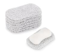 YUVKIN 6 Pezzi Set Accessori Porta Saponetta Riutilizzabile Antiscivolo con Spugna Luffa per Doccia, Bagno, Cucina, Piano di Lavoro (Bianco)