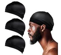YUVKIN Cappelli ondulati setosi, 3 pezzi, Cuffia in raso, Fascia per dormire e doccia, Uomo Donna, Morbidi in Cotone, Berretto traspirante con Alta Elasticità (Circonferenza testa 52cm)