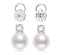 YUVKIN Orecchini da Donna con Perle Gioielli da Sposa Ipoallergenici in Argento Sterling 925 con Zirconi (Diametro)