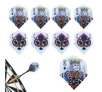 YUVKIN Set da 9 Pezzi, Alette Freccette Design Poker King, Accessori Standard in PET, Perfetti per Freccette Soft e Steel Tip