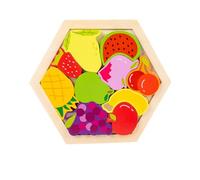 YUVKIN Tangram Bambini Puzzle in Legno - 6-Ettangram Frutta Tetris Puzzle, Giocattolo Educativo Montessori, Gadget Compleanno Colorati per Bambini, Premi Festa & Tombola