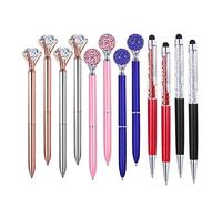 Yuwen 12 penne a sfera Big Crystal Diamond + 2 in 1 Universal Slim Stylus Pen capacitivo + penna strass (6 colori misti)